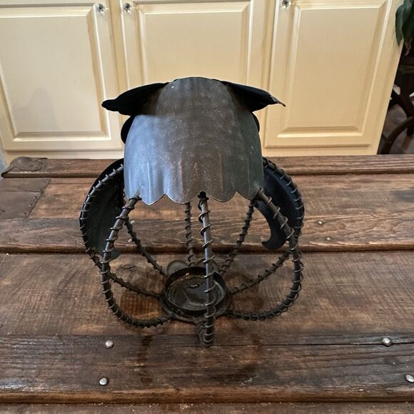 Owl Metal Votive Tea Light Candle Holder 8” Tall Decor Nature - Picture 3 of 6